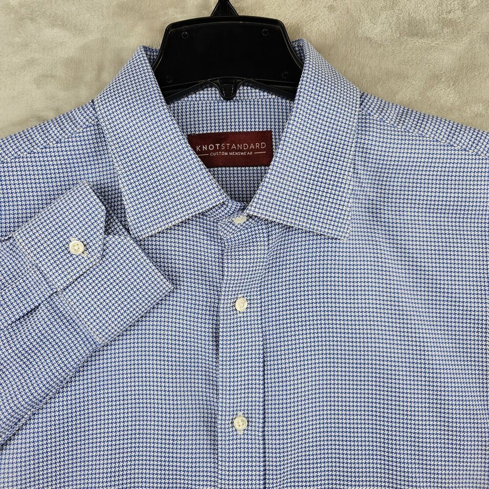 Knotstandard Mens 2XL‎ Blue Dress Shirt Long Sleeve Button Up Cotton